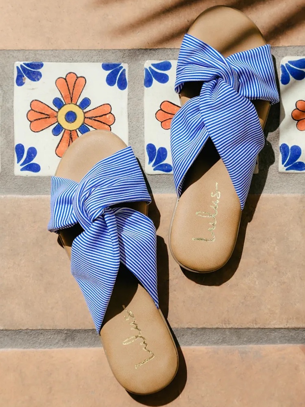 Lulu’s Santana Blue Striped Slide Sandals